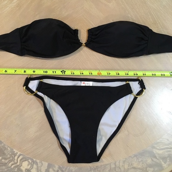 Black w Gold Strapless Bandeau Bikini - Picture 4 of 5